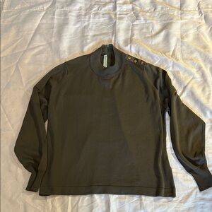 Givenchy Olive Green Crewneck Sweater with Shoulder Buttons